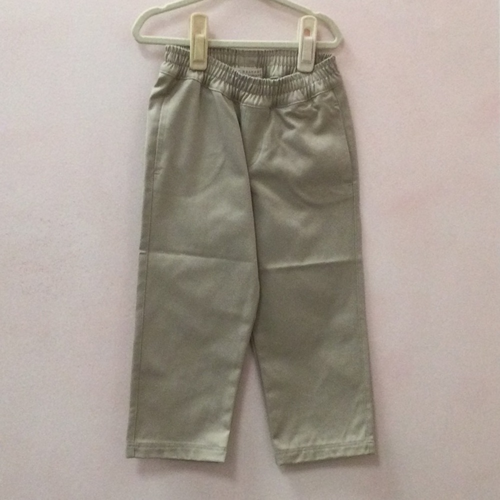 Kids Elastic Waist Straight-Leg Pants - Light Olive